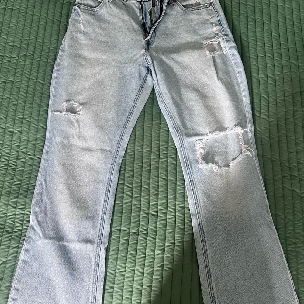 Maurices Light Blue Ripped Boyfriend Jeans
